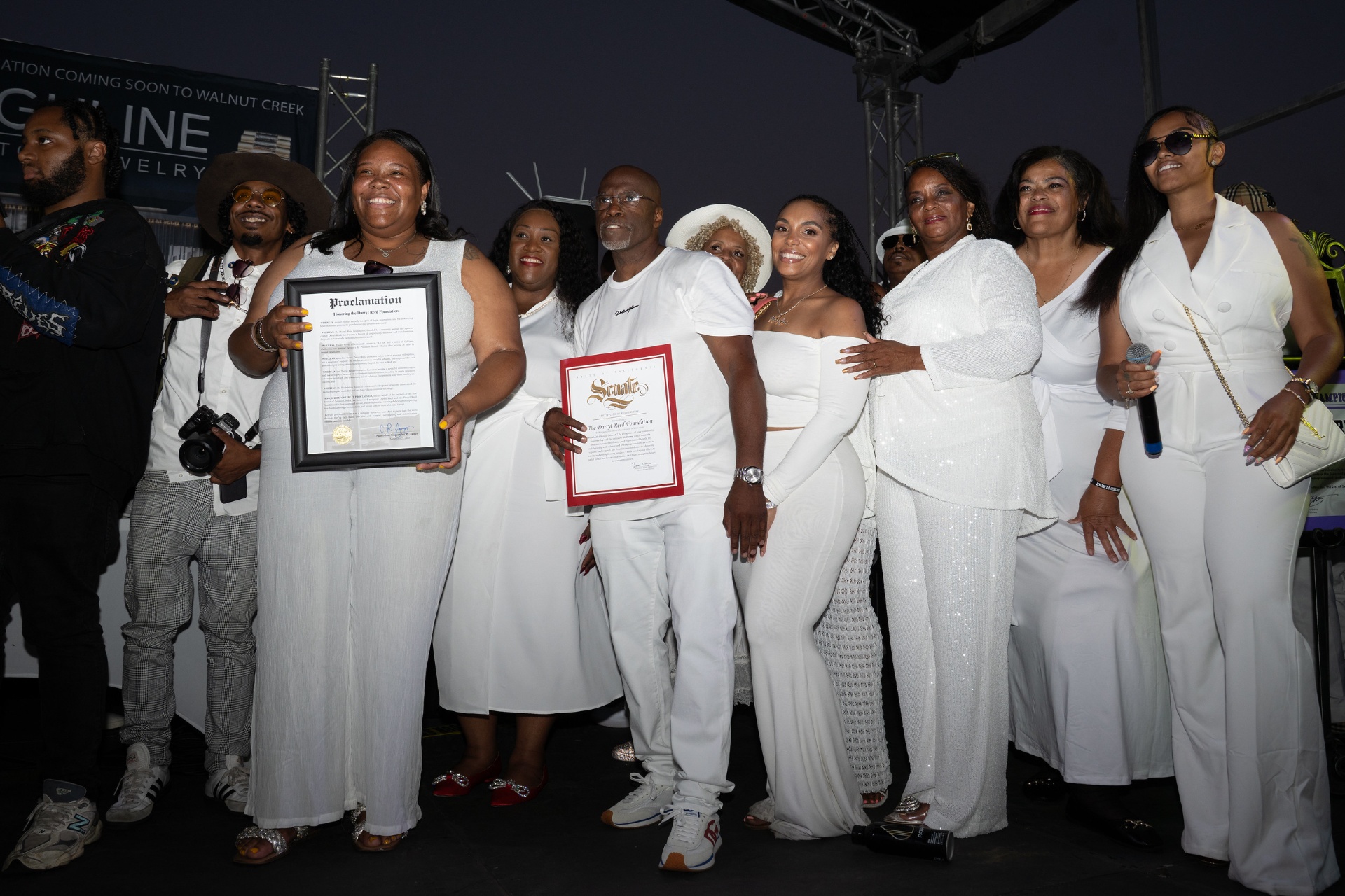 Darryl Reed and Foundation team receiving a Solano County proclamation on stage
